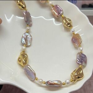 Genuine Pearl with Gold Accent Necklace